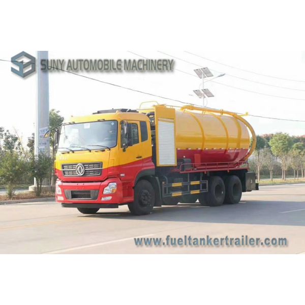 Dongfeng 15000L 10 Wheel Vacuum Tank Truck 270hp High Pressure Cleaning And Sewage Suction