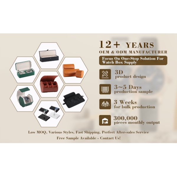 OEM PU Leather Watch Roll Handmade Pattern Display Storage Case Protective Customized