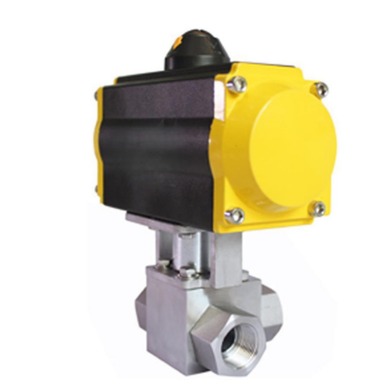 Forged 3 Way Pneumatic Ball Valve High Pressure Stainless Steel NPT BSP Female Thread for Oil Gas Steam