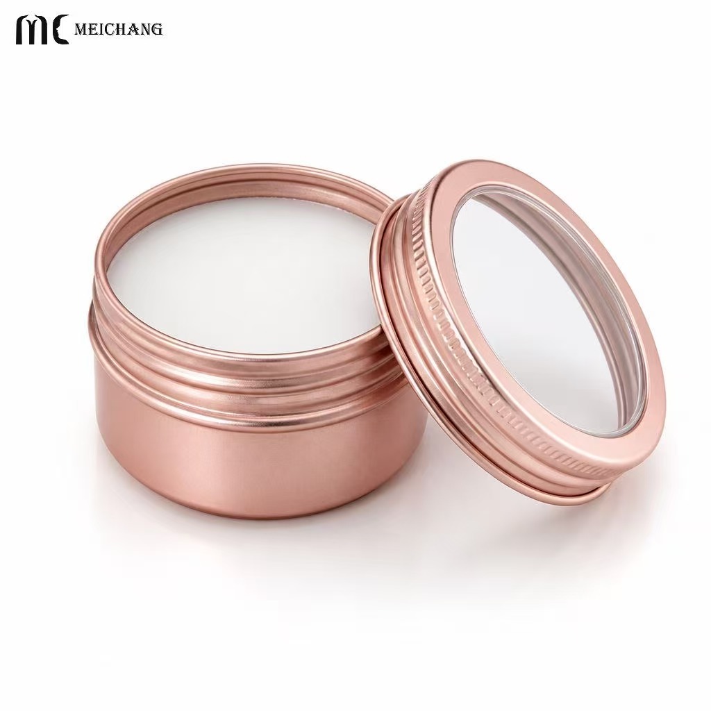 15ml–150ml Round Aluminum Screw Top Tin Jar with Clear PVC Window Lid (MC-809）