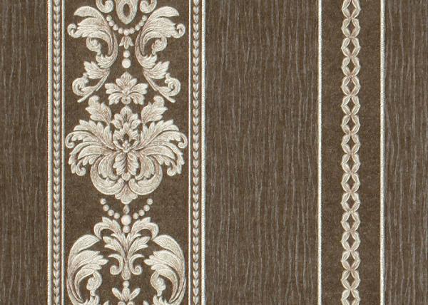 Brown European Style Wallpaper PVC Embossed Floral Home Decorative Wallcovering