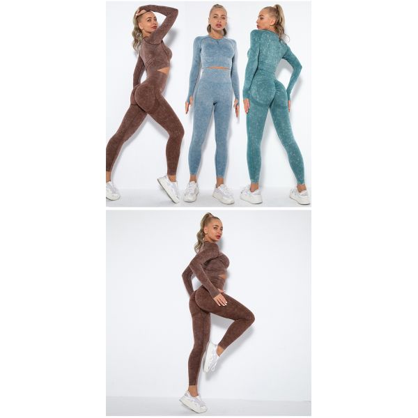 QIMA Seamless Women Long Sleeve Sets Push Up Tummy Control S M L