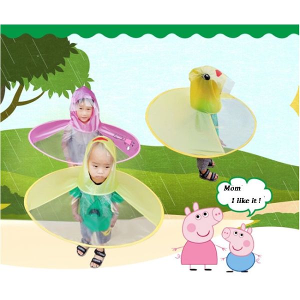 Yellow Duck Childrens Waterproof Ponchos , Baby Hiking UFO Raincoat Cloak