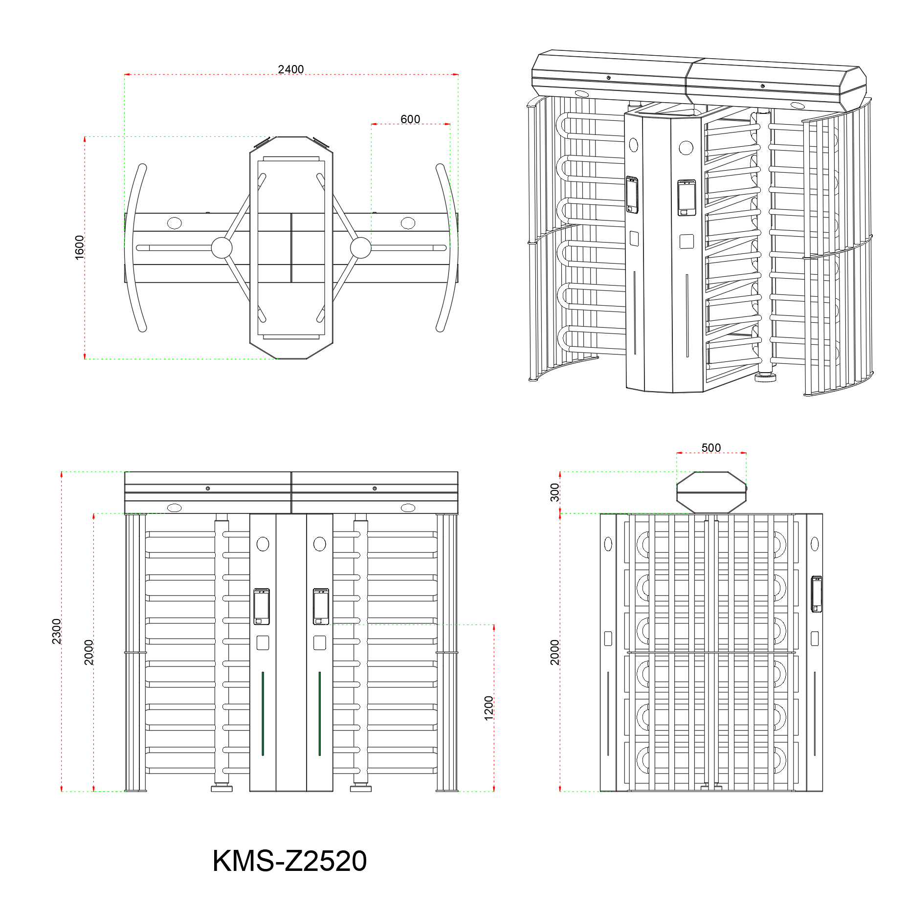 Full Height Turnstile Gate  OEM Service Turnstile Motor