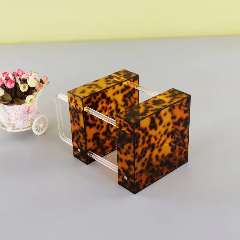 Best Seller Acrylic Double-layer Customizable Leopard Print Snack Rack Storage Rack Shelf for Living Room Office