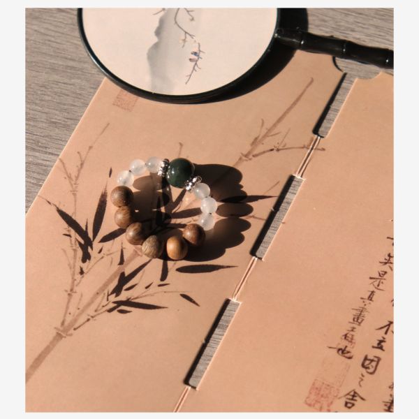 Agarwood Jade Ring Natural Stone Soothing Effect Air Purification