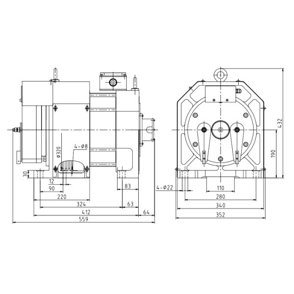 320mm Sheave Elevator Traction Machine With Wire Ropes