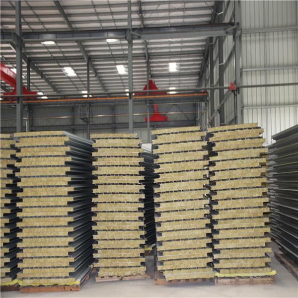 corrugated prepainted blue metal  steel rock wool  sandwich panel for roof