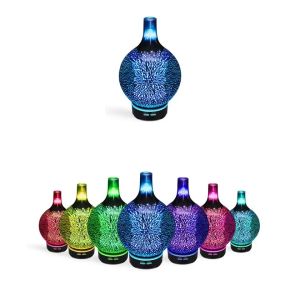 3D Glass Bottle Firework Night Light LED Ultrasonic Aromatherapy Essential Oil