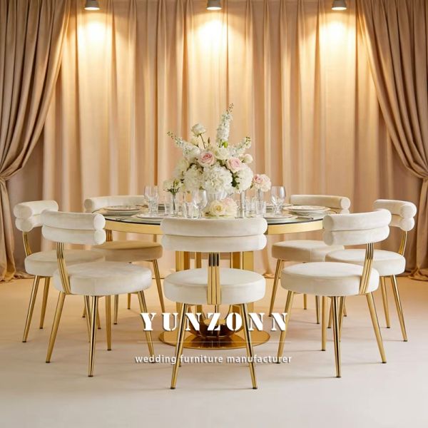 Stainless Steel Wedding Table Tempered Glass Top for Hotels Restaurants Banquets Dining Events-Durable Hotel Furniture Wholesale