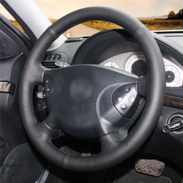 Mercedes-Benz W210 E280 2007-2009 PU Leather Black DIY Car Wrap Steering Wheel Cover