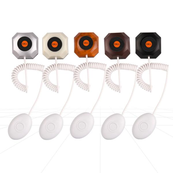 Simple design 1 key  waterproof white round fat wireless service caller push button  for restaurant  and hospital