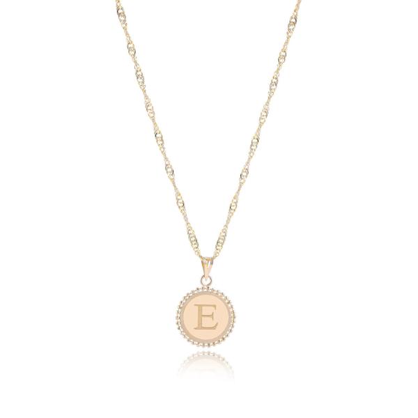 18K Gold ‘E’ Pendant Necklac