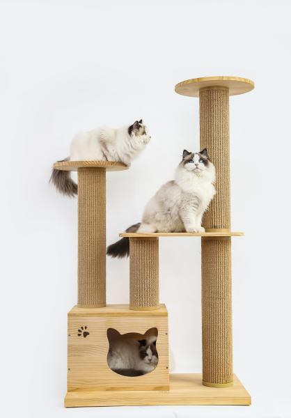 Cama de madeira luxuosa da elevação do animal de estimação das escadas do OEM & do ODM Cat Climbing Tree Furniture Safety