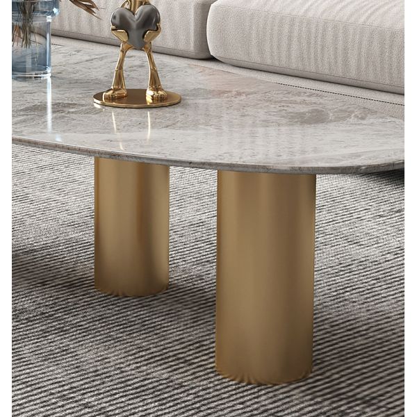 130cm Rock Coffee Table 7 Mohs Hardness Rock Plate Oval Coffee Table Impermeable