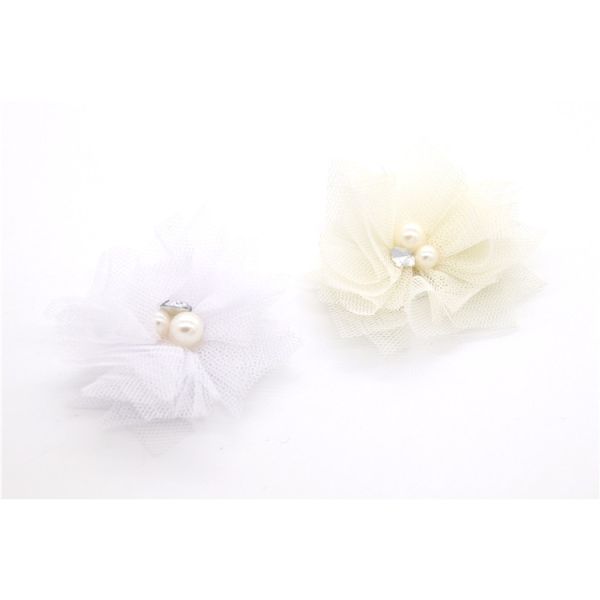 girl Chiffon flower shoe clips/Sewing Bead Handmade Flower Yarn, lace, Chiffon Grey,black,white,red,blue