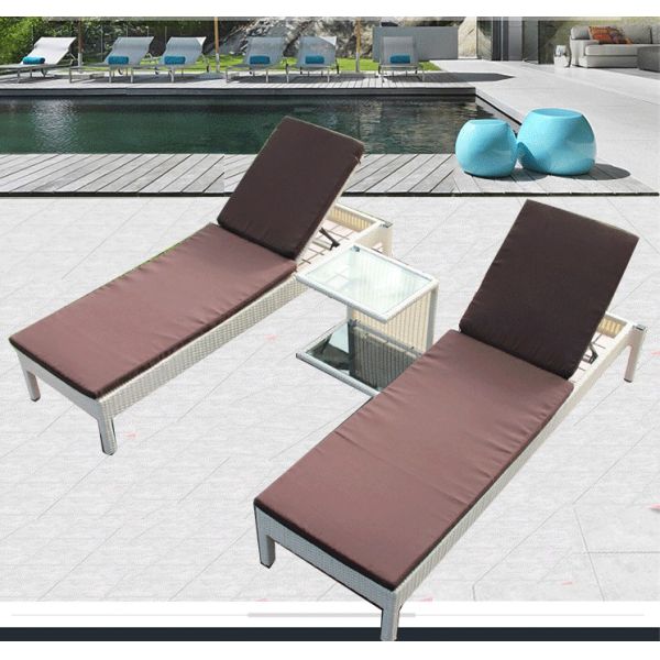 Outdoor garden wicker furniture sunbed PE Rattan beach chair Chaise lounge chair