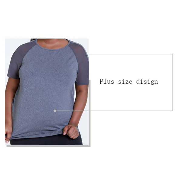 back mesh Women'S Plus Size Yoga Wear Ladies Oversized Gym T Shirt 180g