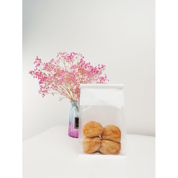OEM ODM 50g Natural White Paper Bread Packaging Bags Moisture Proof