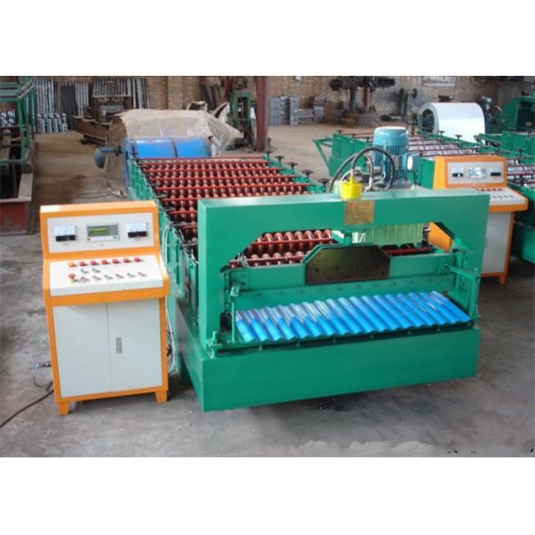 Industrial Metal Roof Panel Machine , Blue Color Roofing Sheet Forming Machine 