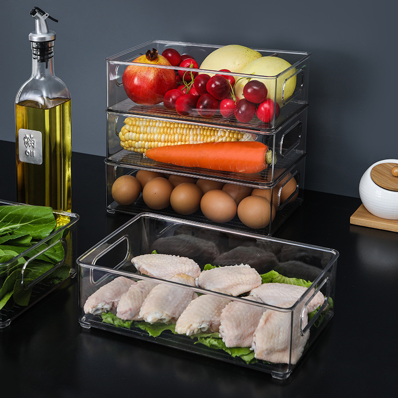 Refrigerator Organizer Plastic Kitchen Drawer Organizer Frozen Food Grade PET sealed Large Capacity Transparent Crisper