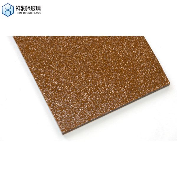 Customized Decorative Glass Brown Embossed Pattern Glass with and Acid Etched Design