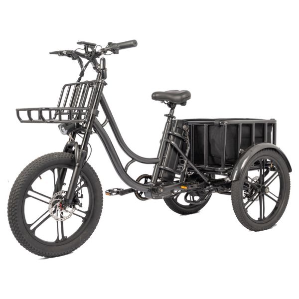 Electric Fat Tire Delivery Tricycle for Food Range per Power 31-60 km 46V 15Ah Battery
