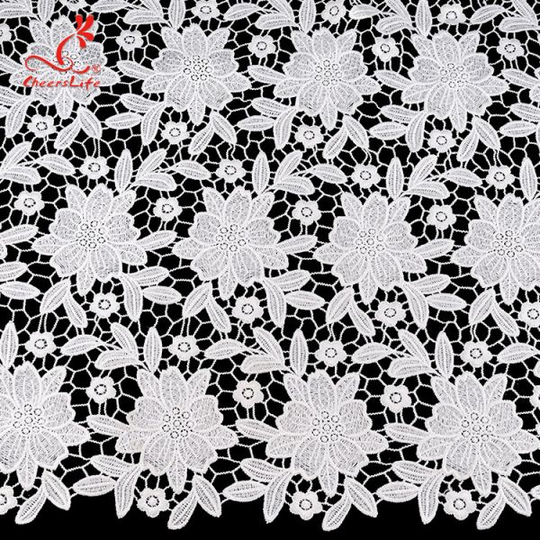 125cm Width Water Soluble Floral Embroidery Fabric With Sequins