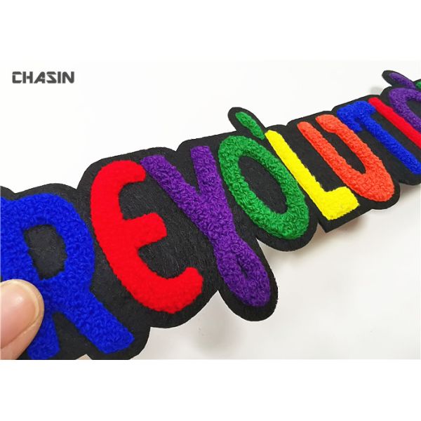 Greek Letter Chenille Embroidery Patches Felt Background Sewn Backing