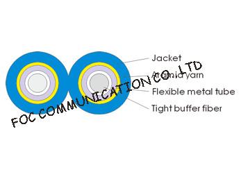 Armored Optical Fiber Cable Zipcord Duplex With Flexible Metal Tube
