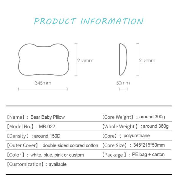 Flat Head Baby Memory Pillow Healthy Organic Cotton Protection Preventing Plagiocephaly
