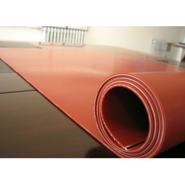 Dark Red Heat Resistant Silicone Rubber Sheet Reinforced with 1PLY Fabric