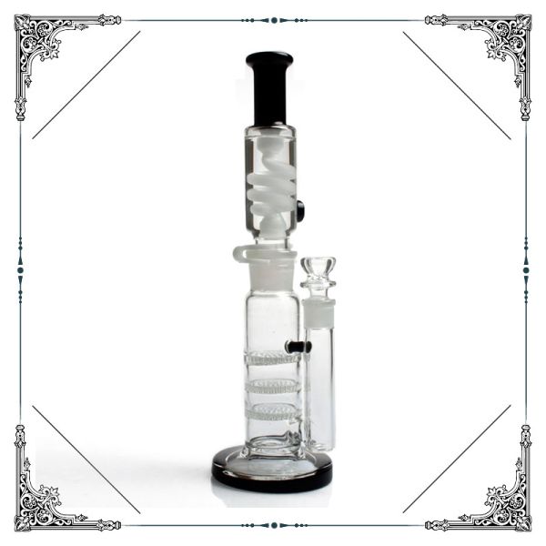 Custom 10 Inch Glass Bong Smoking With Triple Honeycomb Perc