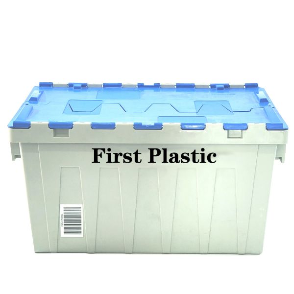 Solid Box Style FIRST 600*400*315mm Moving Storage Nestable and Stackable Plastic Crate with Lid
