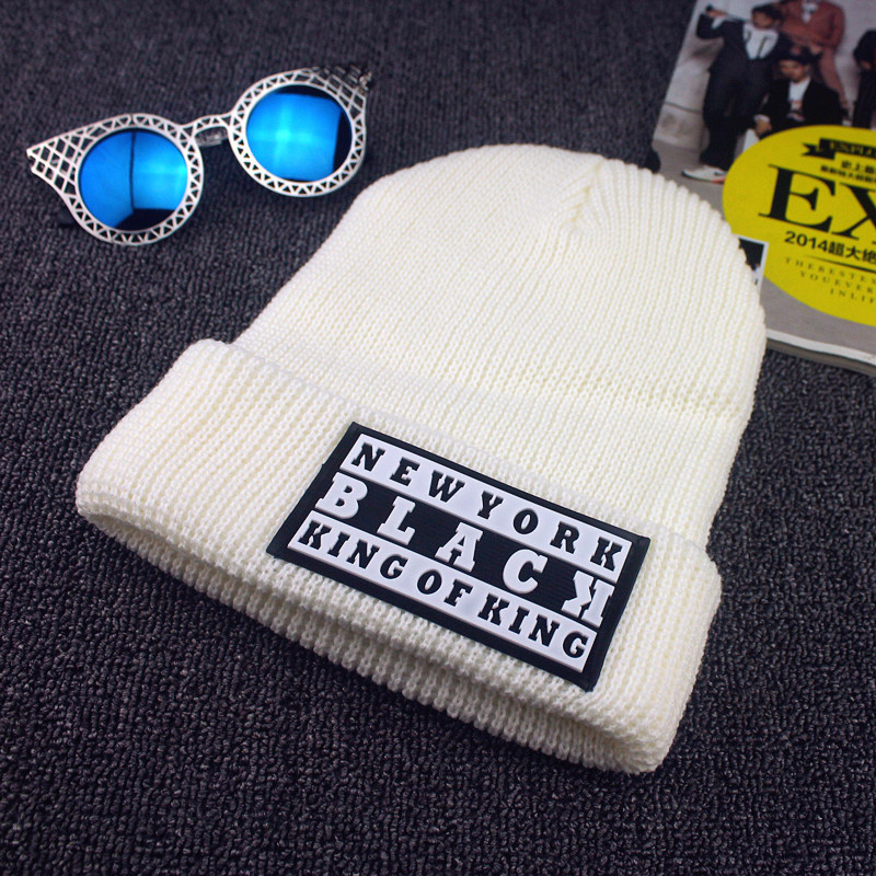 Unisex Acrylic Knitted Cuffed Winter Beanie Hats Plain Blank Dyed Solid Color