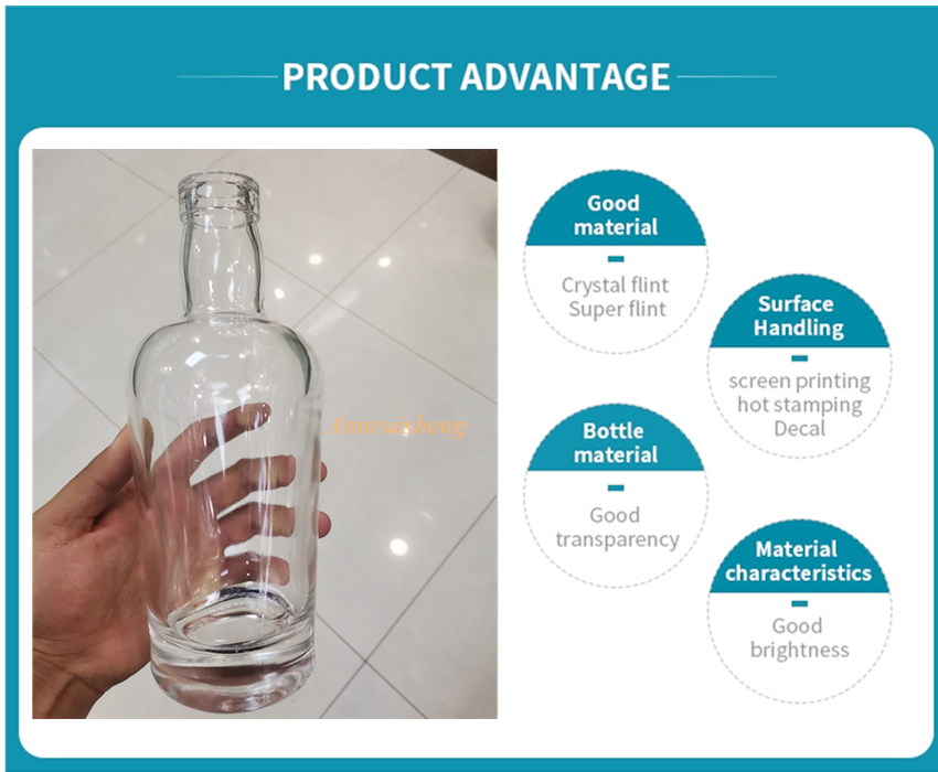 375ml 500ml 700ml 750ml Different Sizes Glass Liquor Bottles for Vodka Whisky Rum Gin
