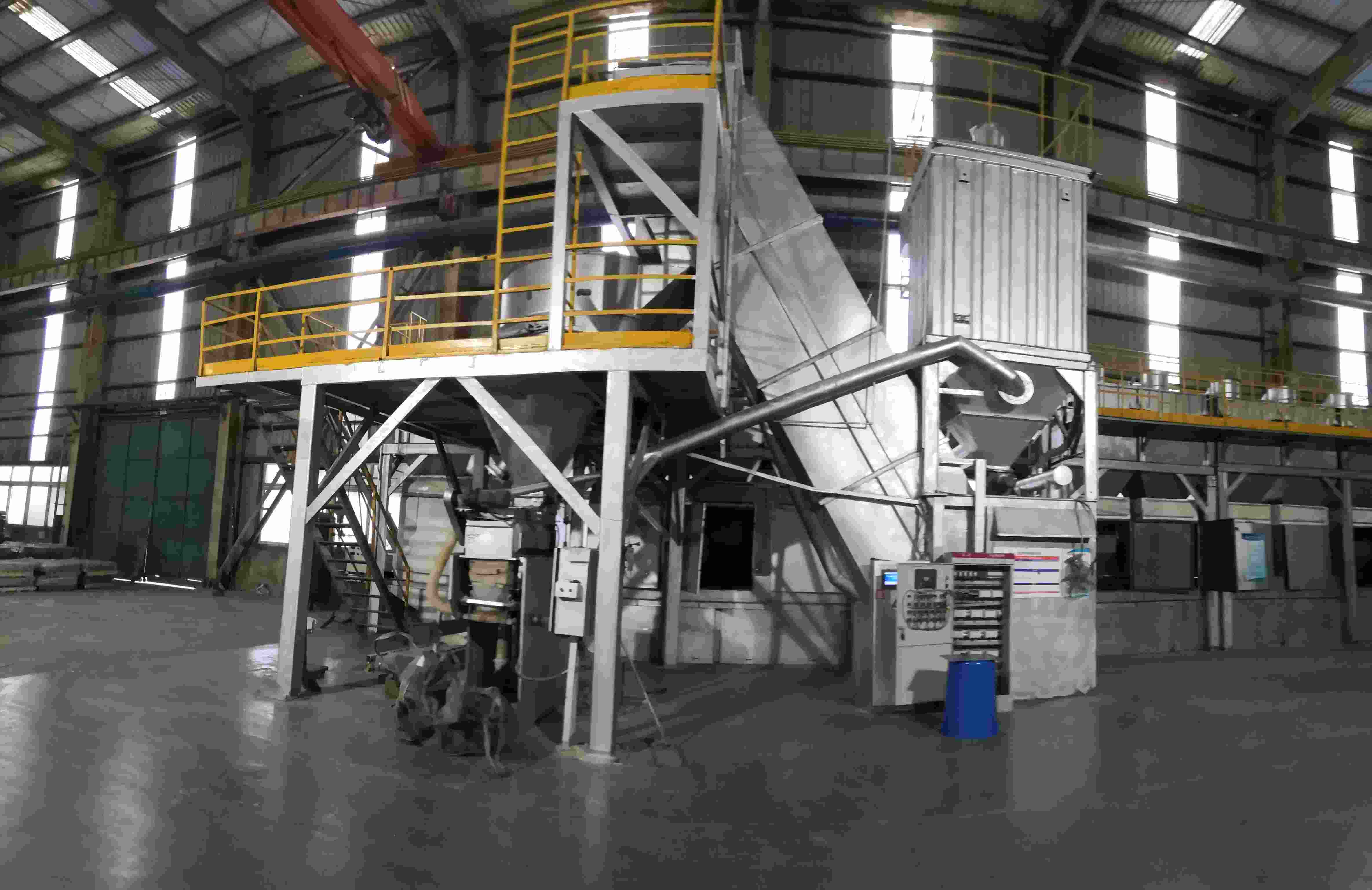 Tower-Type and In-Line Type Glass Batch Plant for Raw Material Treatment in Mild Steel Construction