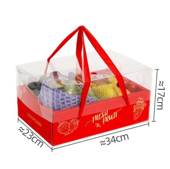 ISO9001 Cardboard Paper Fruit Packing Box With PET Transparent Lid Ribbon