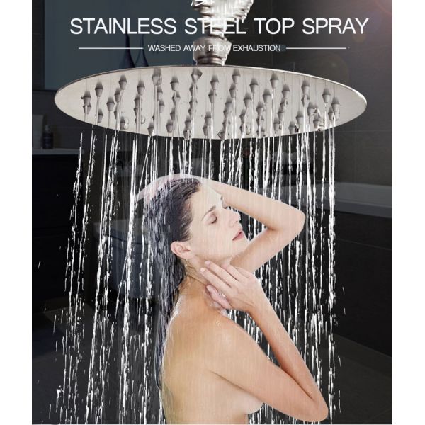 Water Saving and High Pressure Bright Chrome 8 Inch Ultra Thin Round Rainfall Shower Head