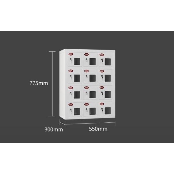 Modern 12-Door Metal Steel Storage Cabinet Cell Phone Charging Locker for Office School Gym Supermarket Hospital Use