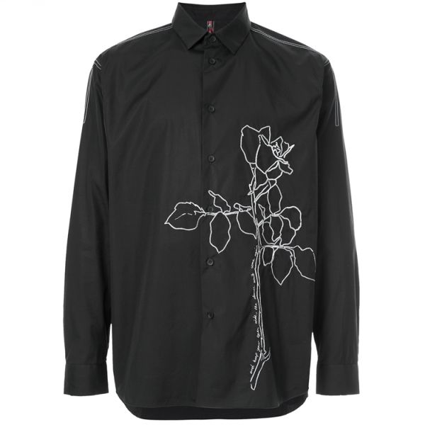 Black Color Mens Fashion Casual Shirts Long Sleeve Slim Fit Breathable