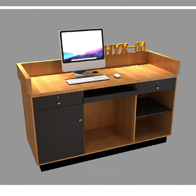 LED Antique Reception Counter Desk Solid Wood Table for Beauty Salon Checkout Counter