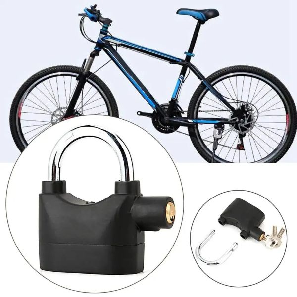 Wholesale Plastic siren alarm padlock 110db anti-theft heavy duty key padlock motorcycle alarm padlock