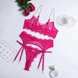 Luxury Lace Sexy Push Up Bra Underwear Lingerie Sets With Pearl Women Sexy Lingerie