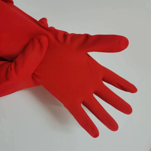 Thickening Latex Red Gloves Oil Resistance Unflocked Lining Latex Free Dishwashing Gloves