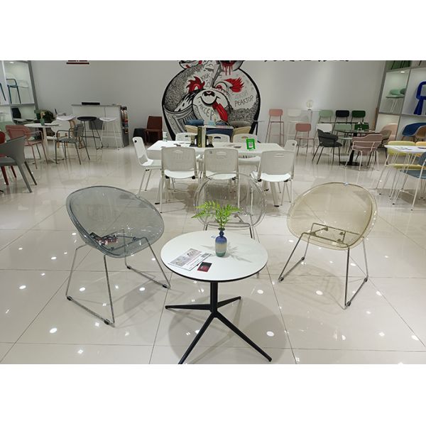 Steel Base Living Room Coffee Table OEM Grey Round Dining Table Set