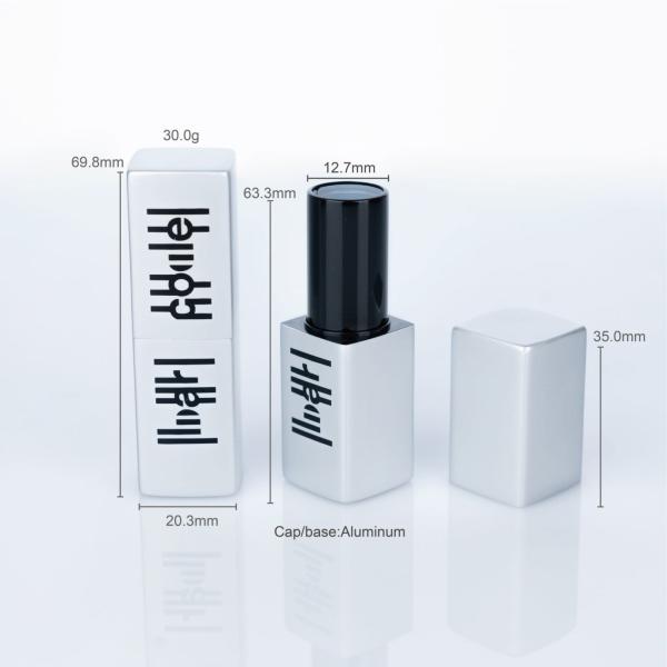 3.5g Aluminum Silver cuboid smooth bottle with Silver cap for lipstick tube