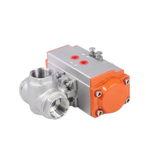 Stainless Steel Pneumatic Three Way Ball Valve with Limit Switch Tee Type Function