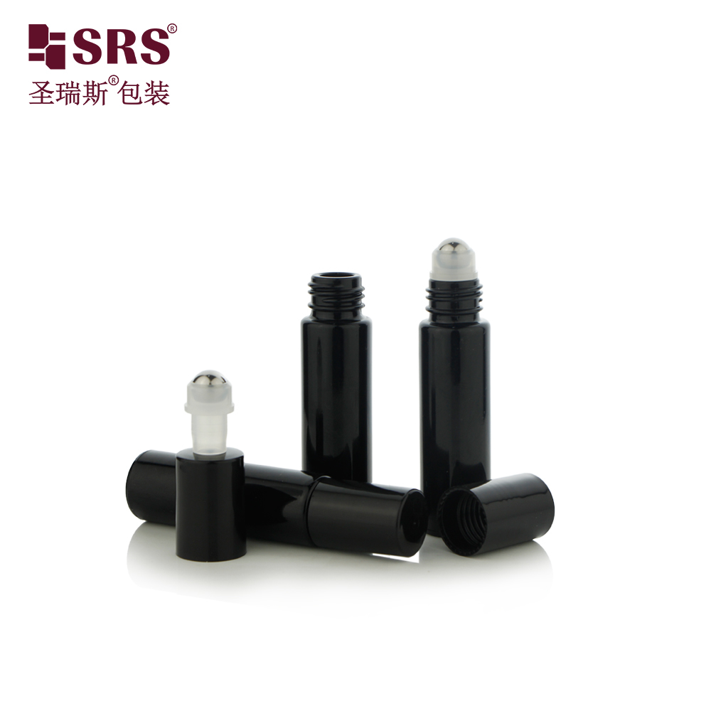 BLPM 10ML Empty Black Glass Roll On Bottle For Essential Oil No Leakage