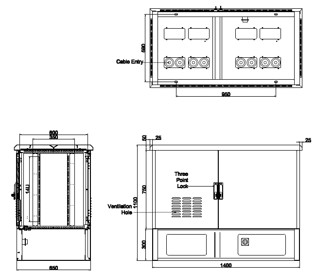 Изготовленная на заказ высота космоса отсека 14U шкафа 2 базовой станции на открытом воздухе